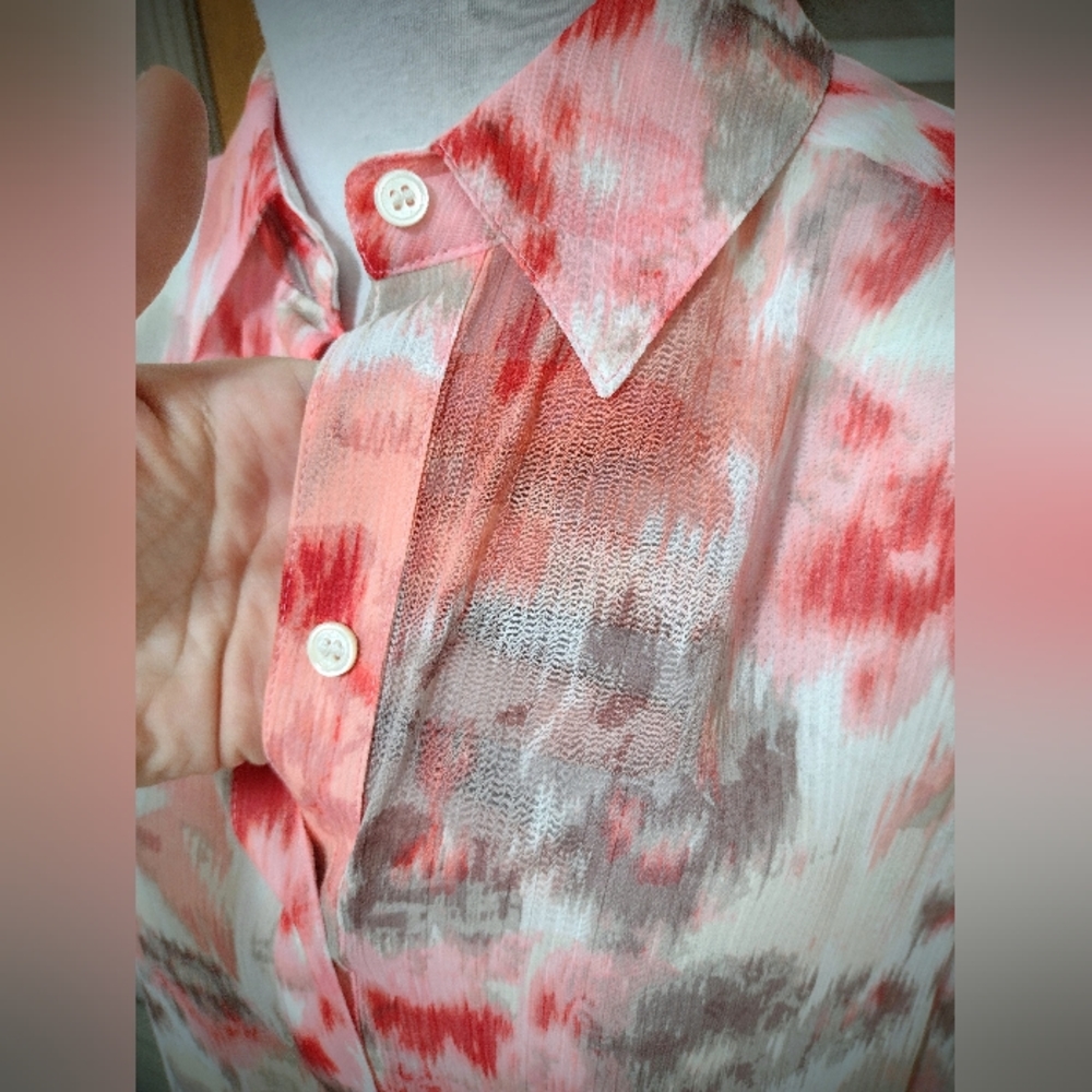 NWT Two by Vince Camuto Floral Button Up Tunic, Sleeveless Collared Dress, Small - Picture 4 of 12